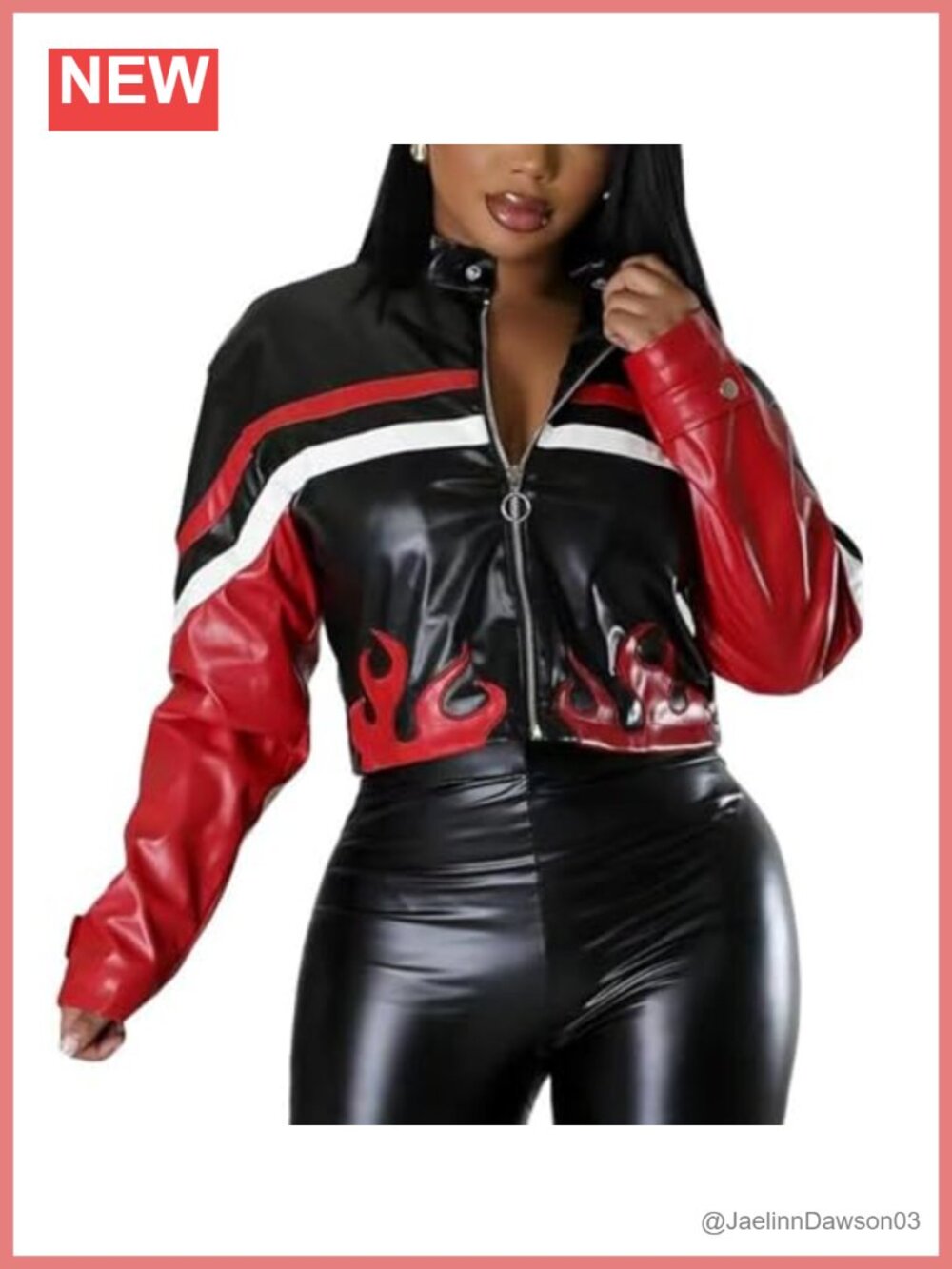 Faux Leather Cropped Zip Up Bomber Jacket Moto Streetwear